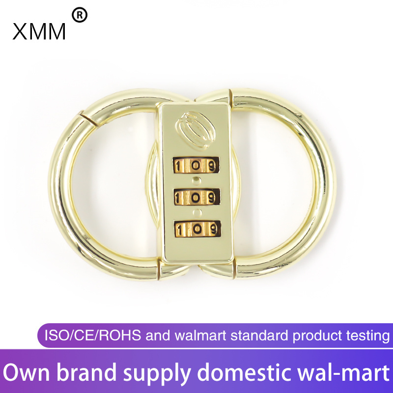 New arrival lock 8 shaped padlock zinc alloy 3 digits double circle  gold and gray combination locks factory supply xmm-8076