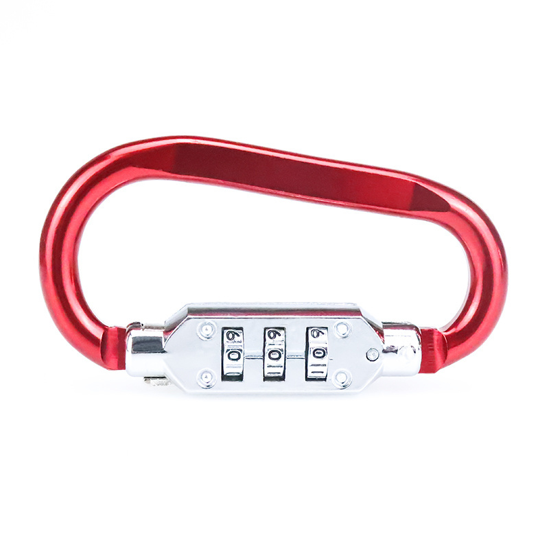 XMM Durable 3 Digit Password Combination Lock Aluminium Alloy Body Padlock Bike Resettable Carabiner Lock For Sale xmm-8047