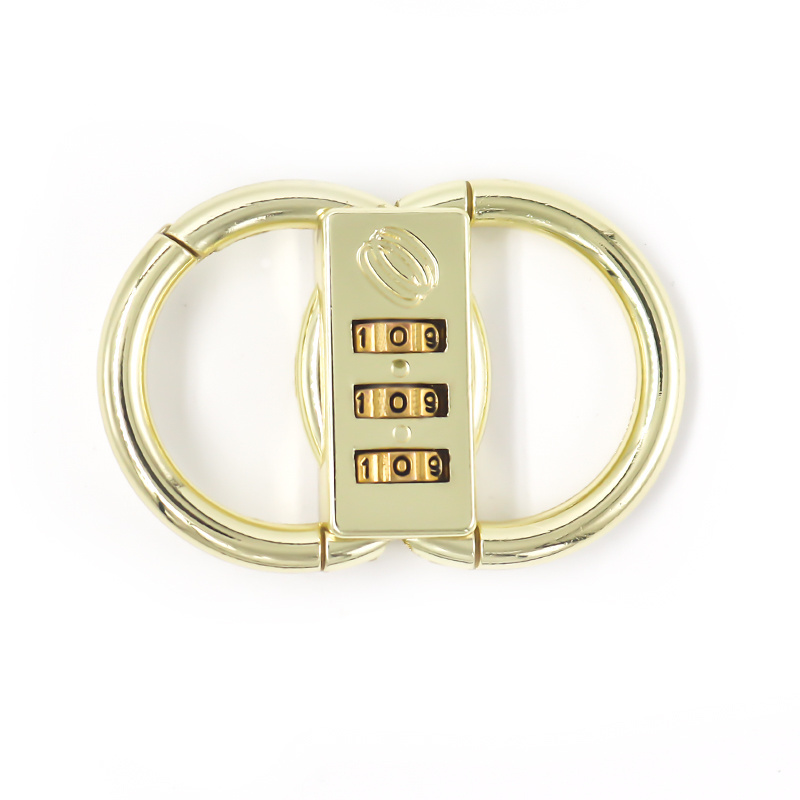 New arrival lock 8 shaped padlock zinc alloy 3 digits double circle  gold and gray combination locks factory supply xmm-8076