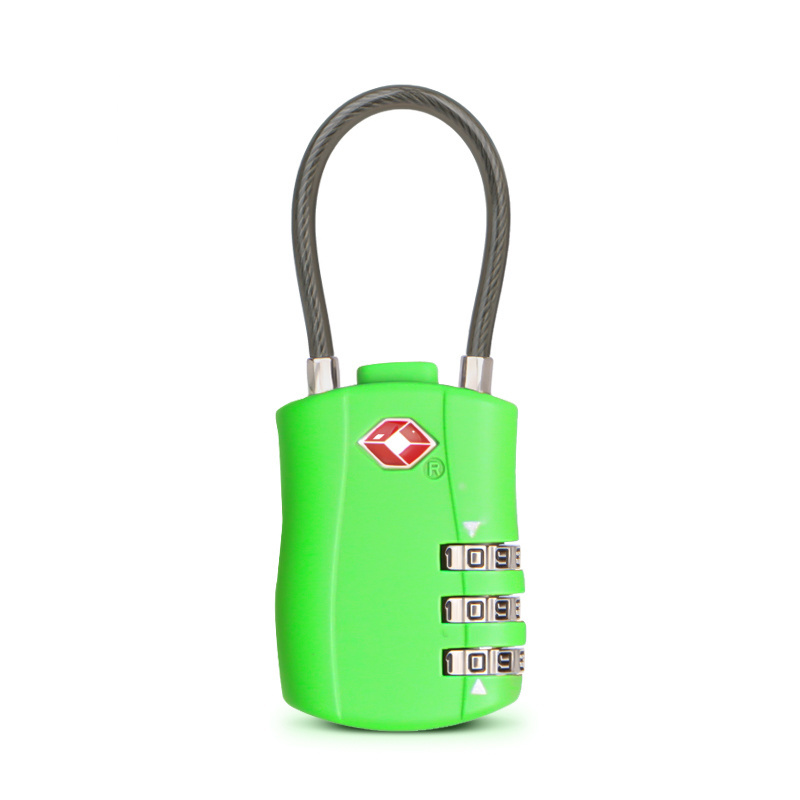 TSA Cable Lock XMM-527 Factory supply Custom Approved 3-Dial Reset Combination Safety Travel Luggage Steel Cable Lock Padlock