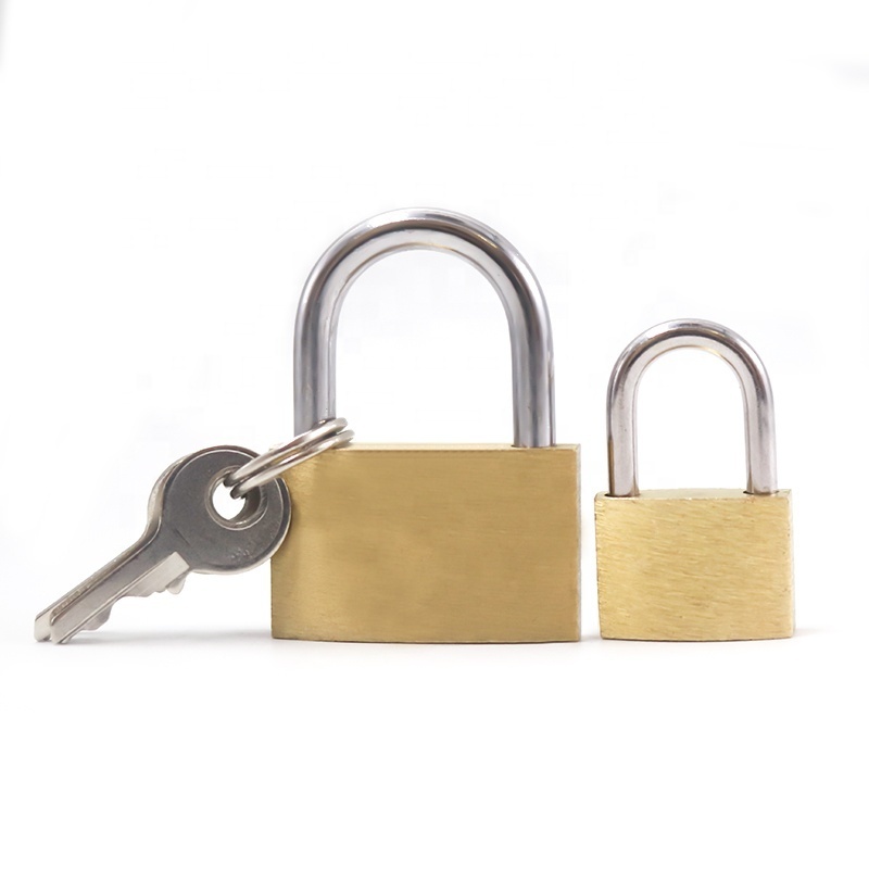 Factory wholesale heavy duty mini key lock 20mm/25mm/30mm/40mm/50mm/60mm solid brass keyed padlock  different with 3 keys