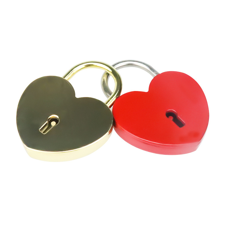 XMM-6034 Happy cute heart shape padlock skeleton key lock for wedding valentine day gift various color custom logo pad lock