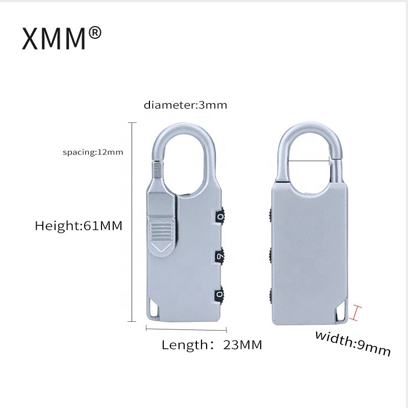 mini 3 digit combination lock zinc alloy resettable padlock Suitcases Stationery gift locks Print logo factory outlet xmm-8001