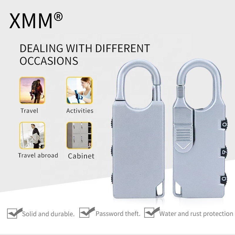 mini 3 digit combination lock zinc alloy resettable padlock Suitcases Stationery gift locks Print logo factory outlet xmm-8001