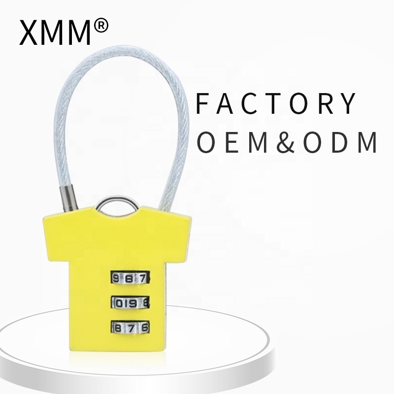 XMM Brand Cable Wire Padlock 3 digit Codes luggage Resettable Combination Lock Factory Direct Supply With Various Colorxmm-8032