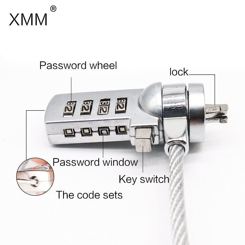 XMM-2004 Desk laptop security stainless steel 4 digits 1.2m computer notebook anti theft system pc padlock computer cable lock