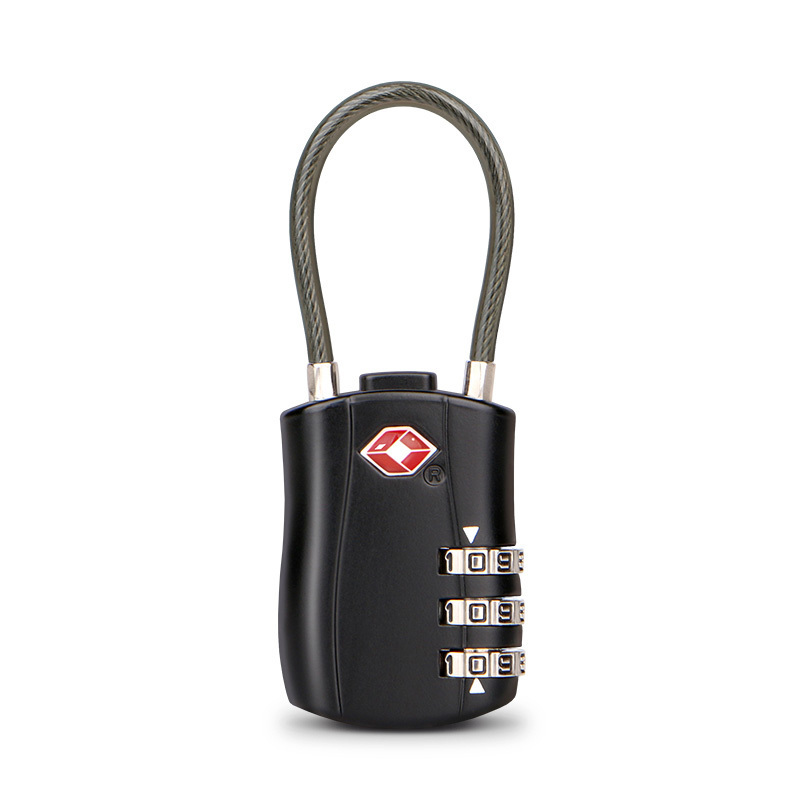 TSA Cable Lock XMM-527 Factory supply Custom Approved 3-Dial Reset Combination Safety Travel Luggage Steel Cable Lock Padlock