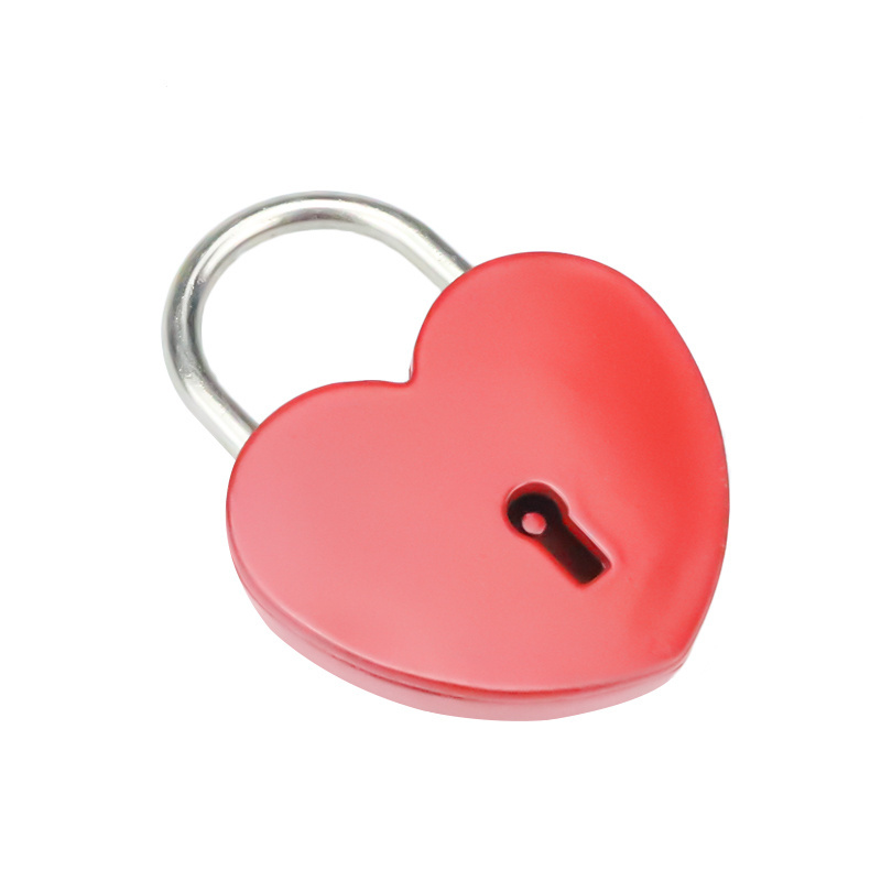 Hight quality fashion design metal body red and gold hearted shaped lock key padlock for wishing or wedding lock  XMM-6034