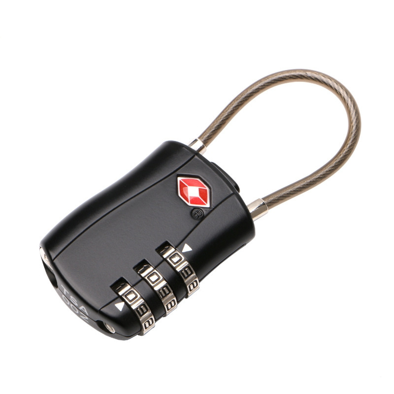 TSA Cable Lock XMM-527 Factory supply Custom Approved 3-Dial Reset Combination Safety Travel Luggage Steel Cable Lock Padlock