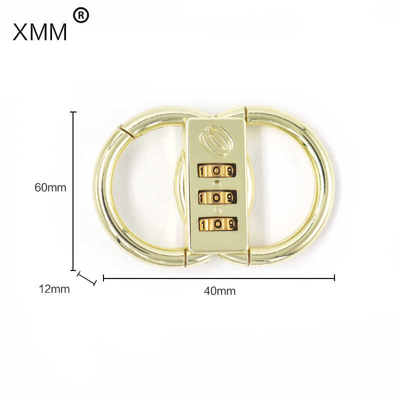 New arrival lock 8 shaped padlock zinc alloy 3 digits double circle  gold and gray combination locks factory supply xmm-8076