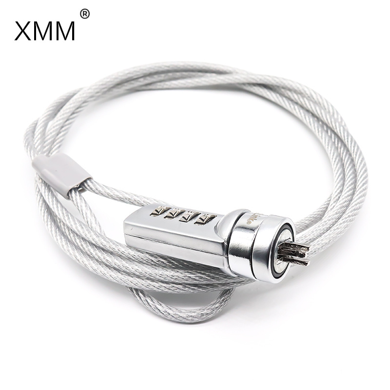 XMM-2004 Desk laptop security stainless steel 4 digits 1.2m computer notebook anti theft system pc padlock computer cable lock