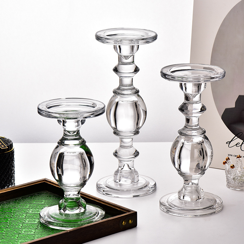 Clear Crystal Glass Candle Display Stand Crystal Tea Light Votive Candle Holders Decorative Glass Ritual Candle Sticks