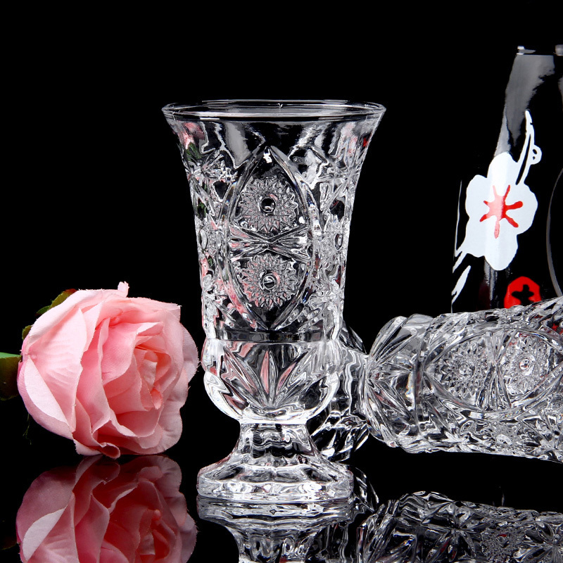 Wholesale Clear Handmade Crystal Tequila Tumbler Unique Shot Liquor White Red Wine Glasses With Short Stem For Wedding Men