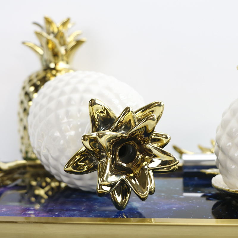 Christmas Gifts Golden Ceramic Pineapple Decoration For Home Bedroom Decorative Ornament