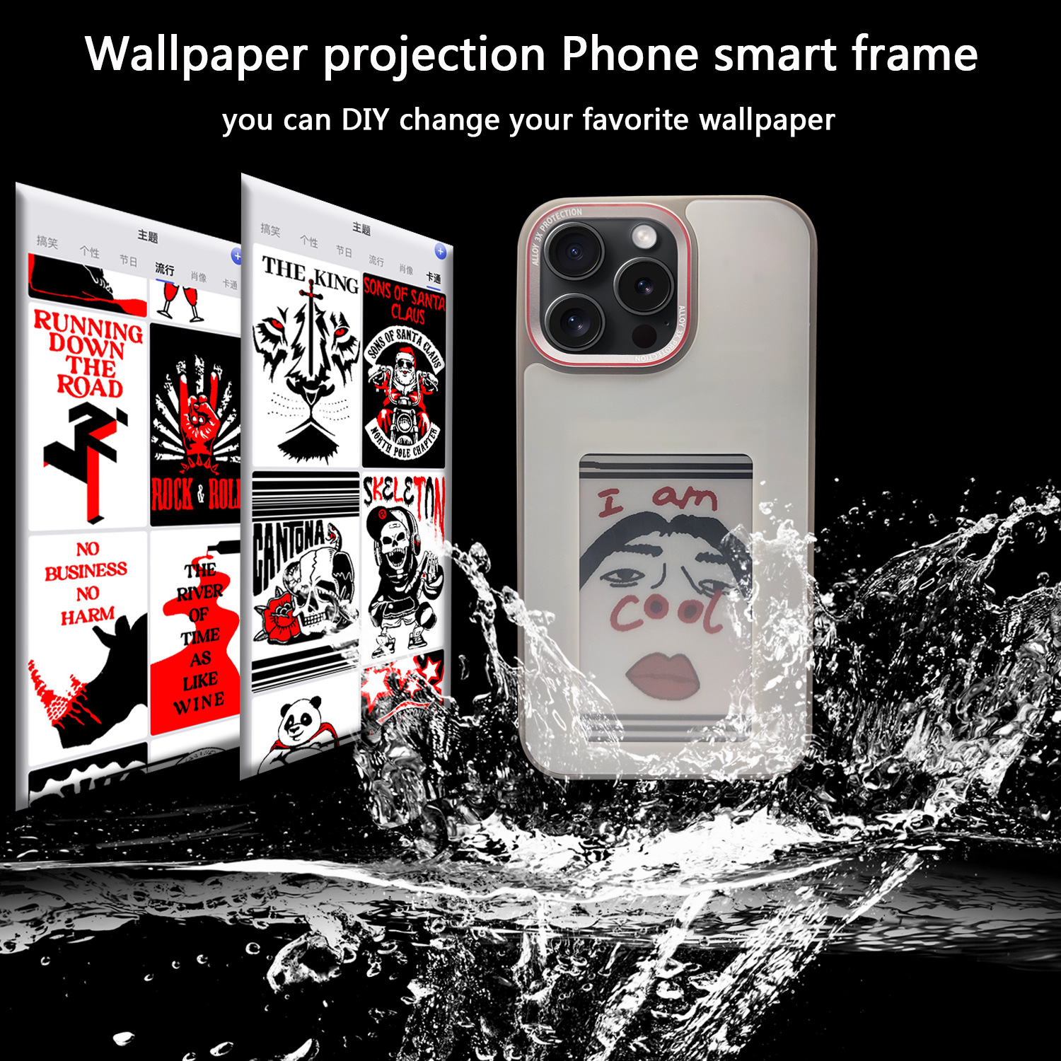 OEM Pattern Smartphone Case Smart E Ink Screen Phone Case NFC App ink cases cover for iPhone 15 pro 15promax