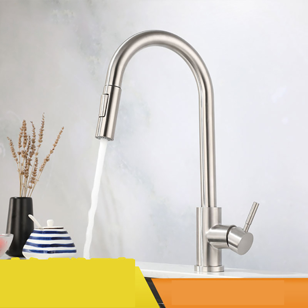 Dual Spout Single Handle Mixer Tap Multifunction Black Brushed Gold Kitchen Sink Faucet Pull Down Spray