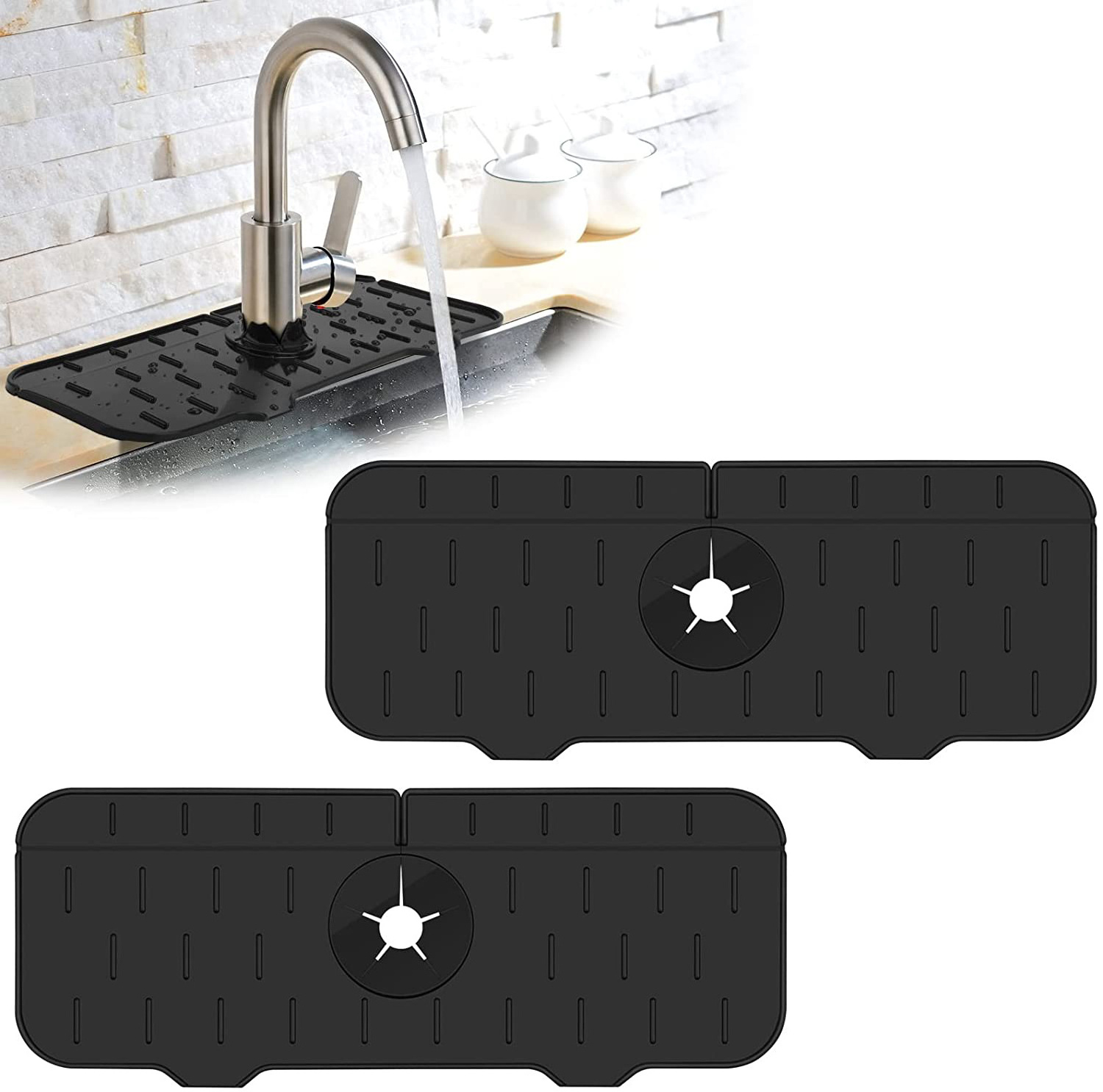 Silicone Faucet splash catcher guard mat drying water splash proof pad silicon mat customized kitchen sink faucet splash guard