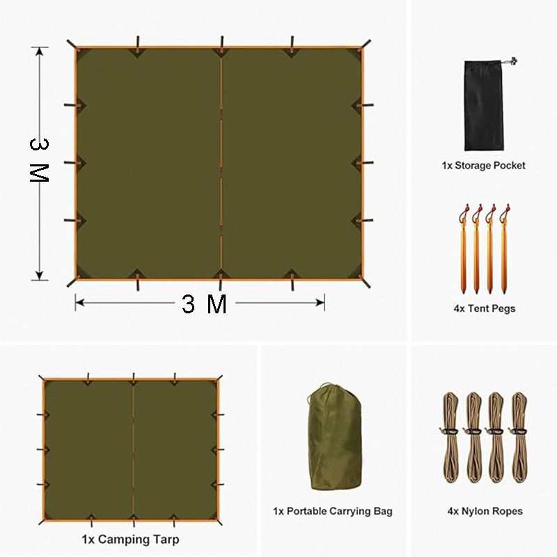 Outoodr Camping Tent Tarps Waterproof UV-Resistant Awning Foldable Retractable Camo Sunshade Tarpaulin Outfitters Hammock Tarp