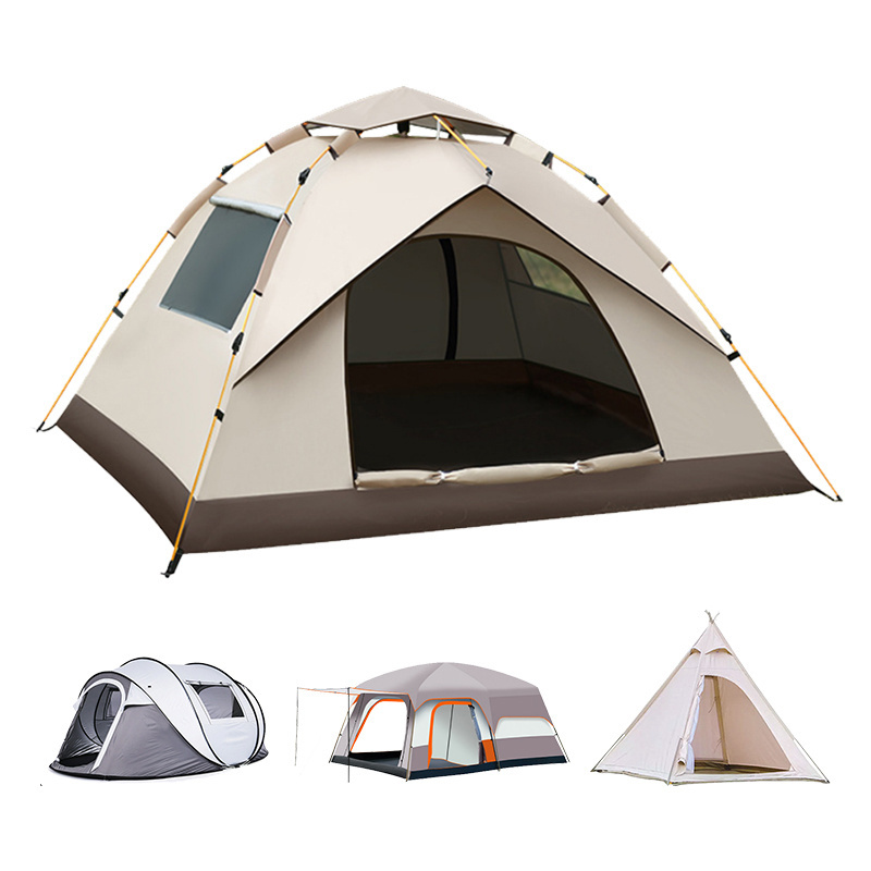 HIgh Quality 2 4 6 Person Weatherproof Double Thick Fabric Tents Camping Outdoor Waterproof Automatic Tent