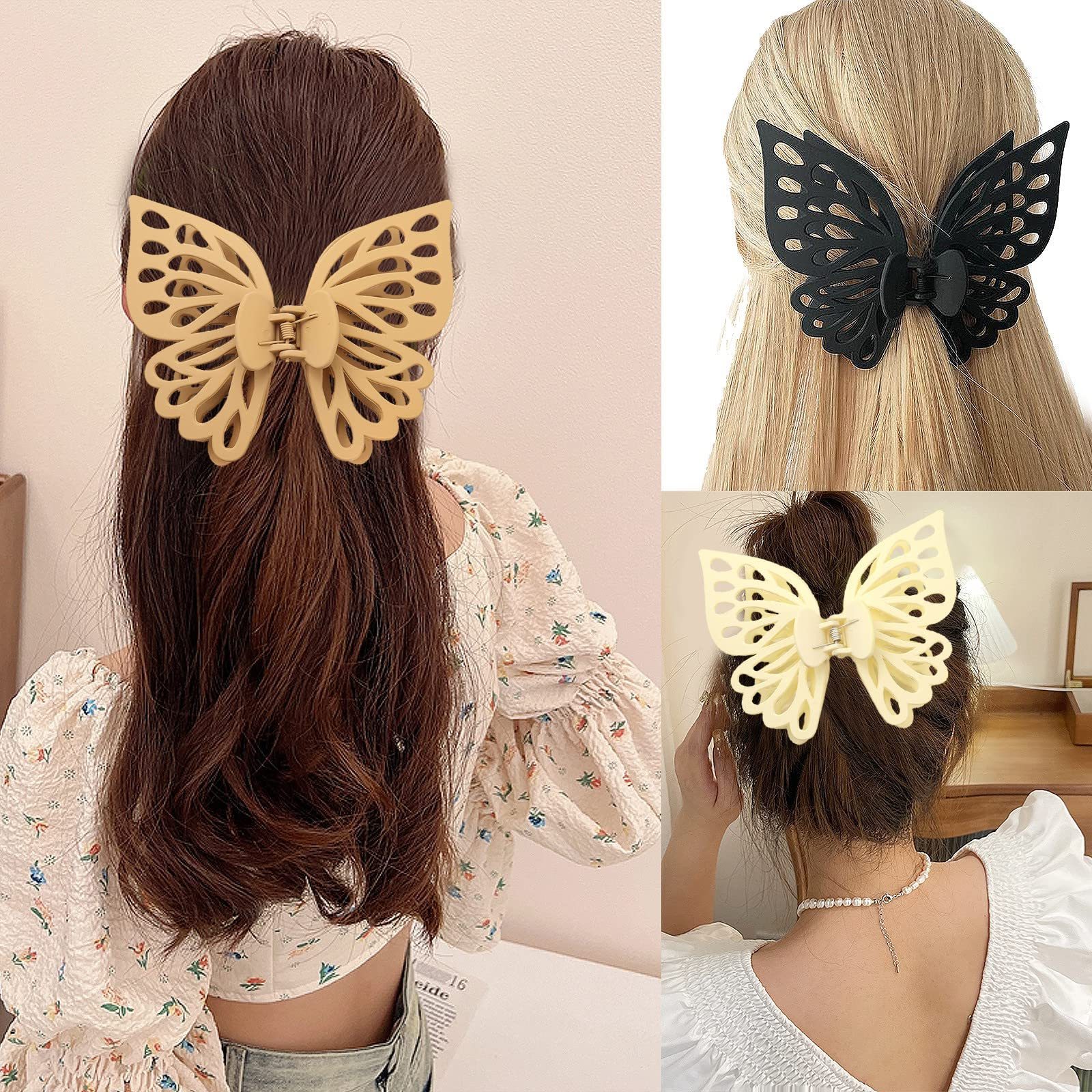 Wholesale Fashion Glitter Hair Claw Gradient Butterfly Claw Clip Hair Accessories for Women Cute Bow Butterfly Hair Claw Clip