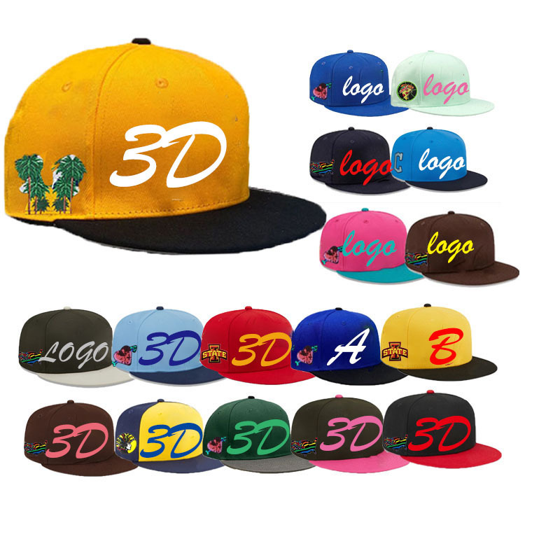 Custom Logo Snapback Fitted Closed Caps New Original 3D Embroidery Hats Caps For Man Gorras De Bisbol  Logo Sports Baseball Caps