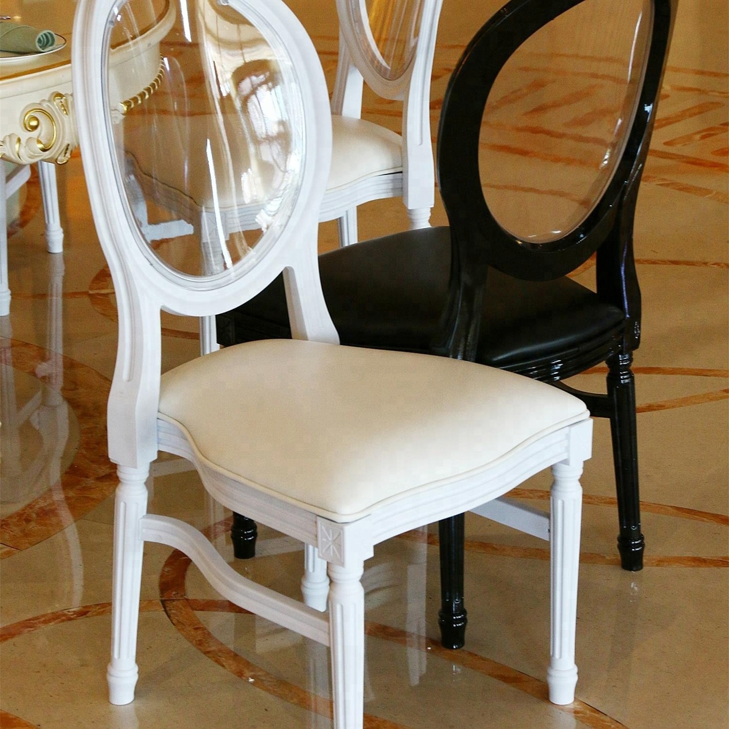 hot Sale Wedding Rental White Clear Back Louis Chair