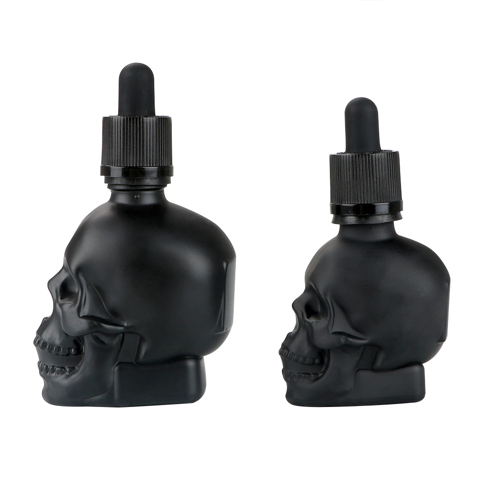 Black Glass Scrub Skull Bitter Bottle Perfume Bottles 30/60/120ML Dropper Bottle