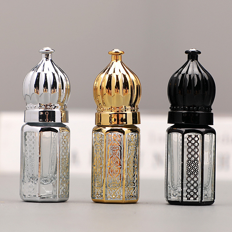 Luxury Arabian Oil Perfumes Roller Bottle 3ml 6ml 12ml Diamond Golden Essential Oil Roller Bottle