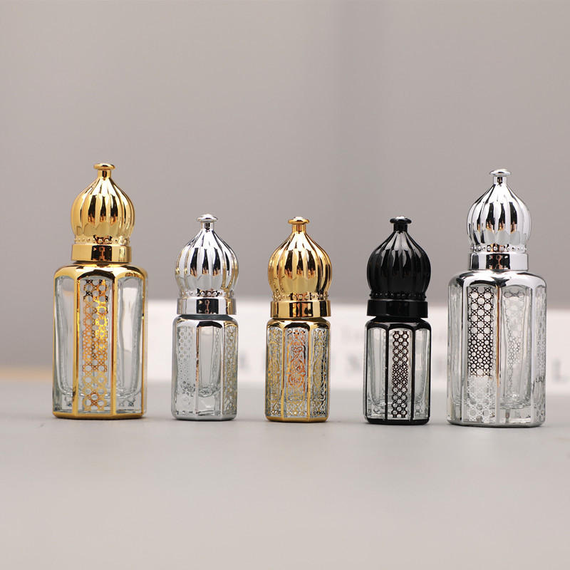 Luxury Arabian Oil Perfumes Roller Bottle 3ml 6ml 12ml Diamond Golden Essential Oil Roller Bottle