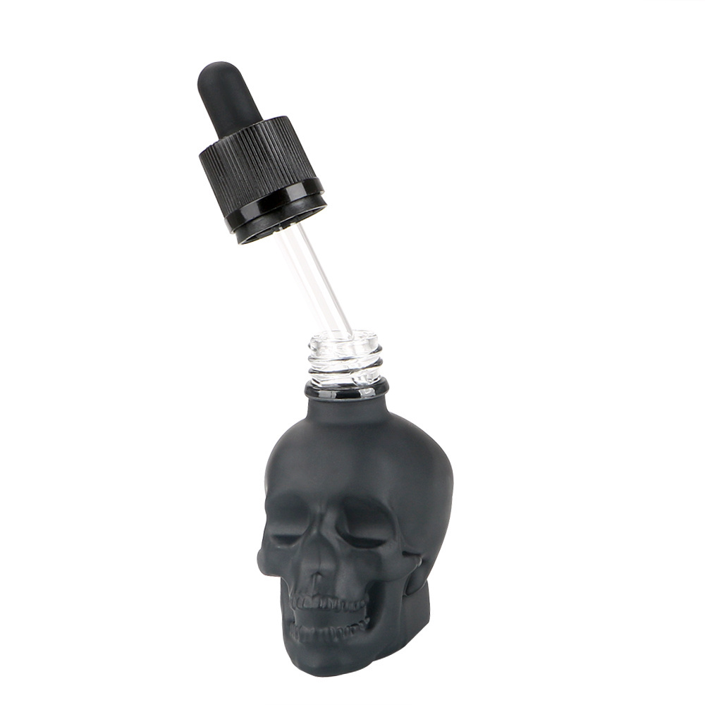 Black Glass Scrub Skull Bitter Bottle Perfume Bottles 30/60/120ML Dropper Bottle