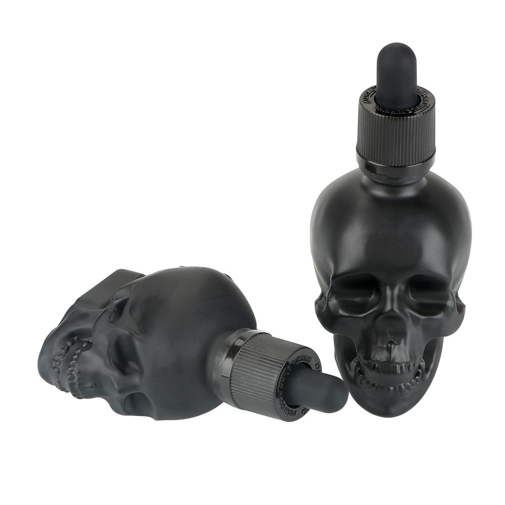 Black Glass Scrub Skull Bitter Bottle Perfume Bottles 30/60/120ML Dropper Bottle