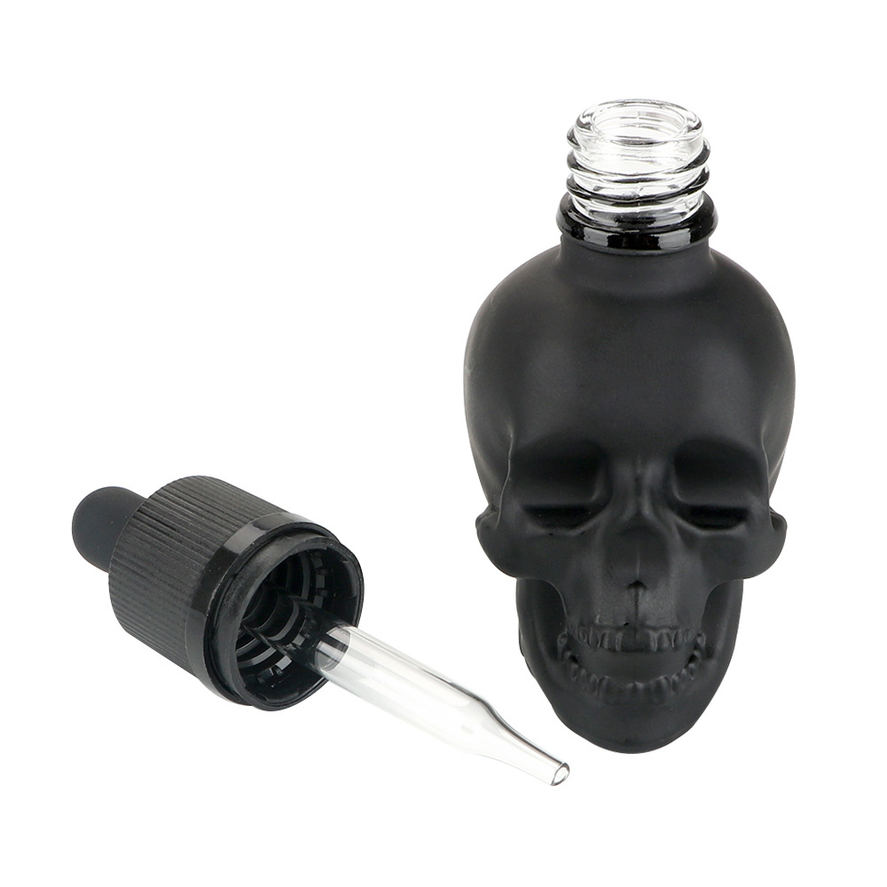 Black Glass Scrub Skull Bitter Bottle Perfume Bottles 30/60/120ML Dropper Bottle