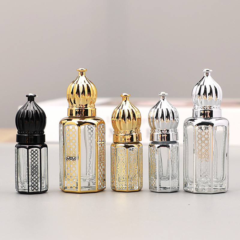 Luxury Arabian Oil Perfumes Roller Bottle 3ml 6ml 12ml Diamond Golden Essential Oil Roller Bottle