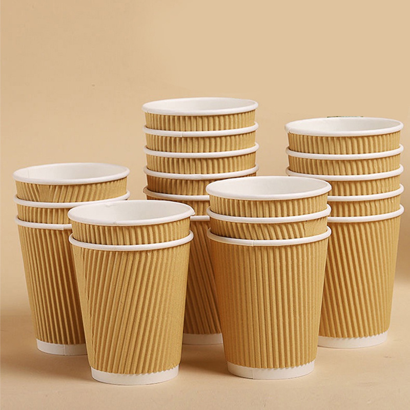 7/8/12/16 OZ Ripple Wall Cup custom Logo Printed Disposable Paper Coffee Cups