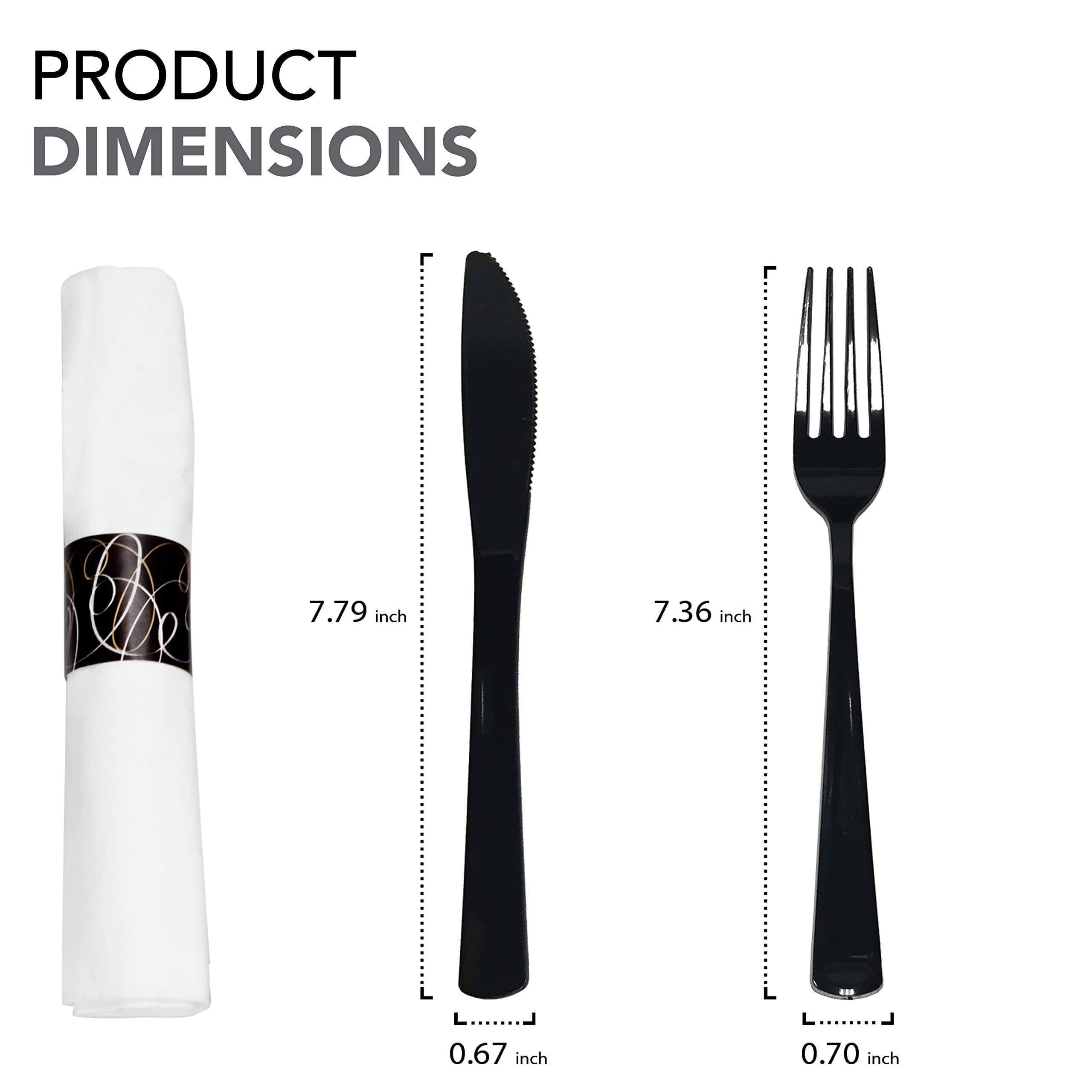 Custom OEM  Black Ps Plastic fork and spoon knife  disposable Individually Package napkin and cutlery set for restaurant