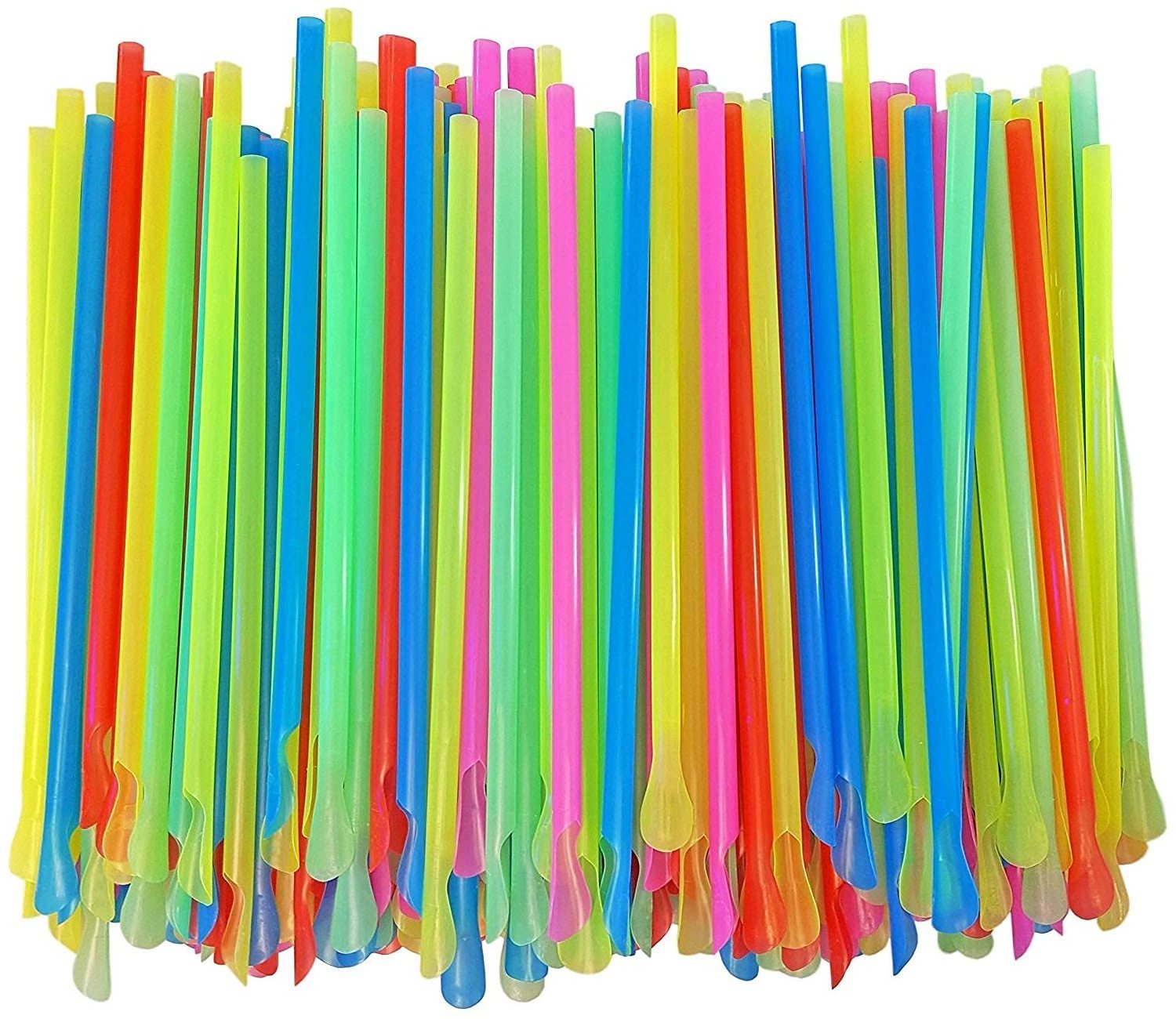 Plastic spoon straws Eco Friendly Disposable PLA Cpla Drinking Food Grade Straws Spoons for ice