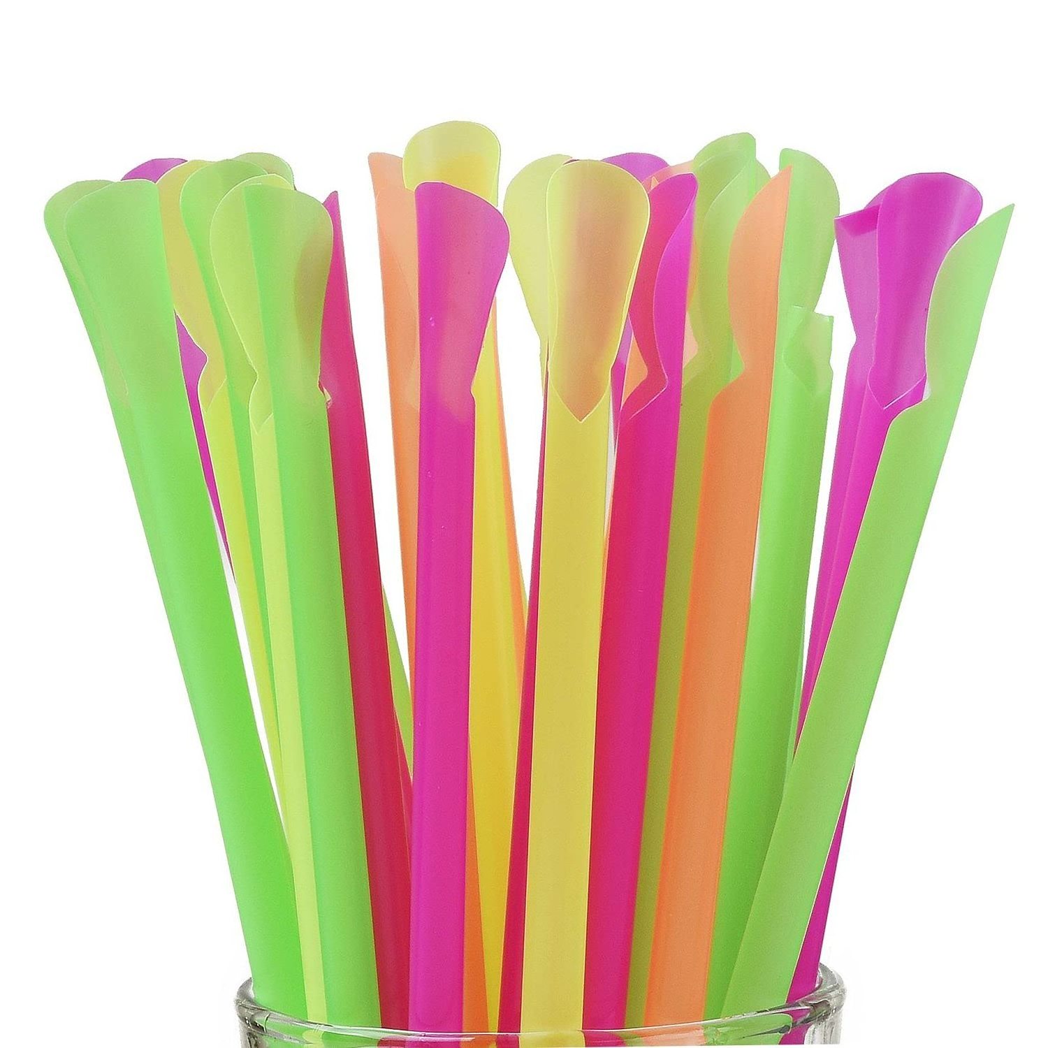 Plastic spoon straws Eco Friendly Disposable PLA Cpla Drinking Food Grade Straws Spoons for ice