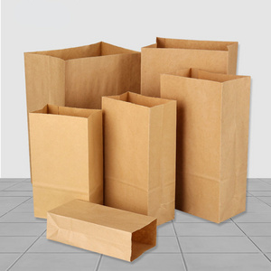 Recyclable Packaging Duro Brown Kraft Food Paper Shopping Bag take away Package Bag Flat Kraft Paper Bag For Packaging