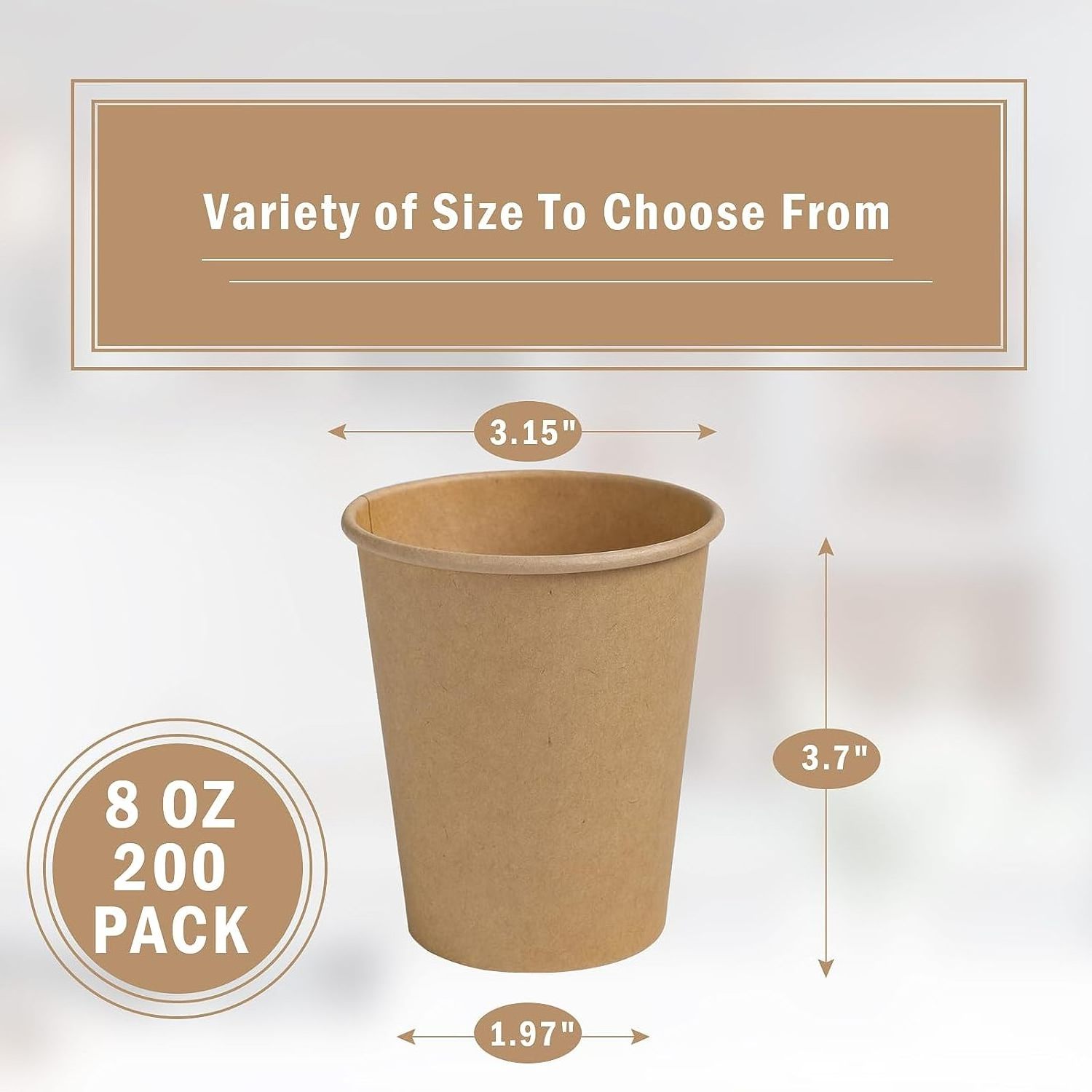 100% Biodegradable Unbleached Coffee Tea Cold Hot Drinks Takeaway Disposable Kraft Paper Cup