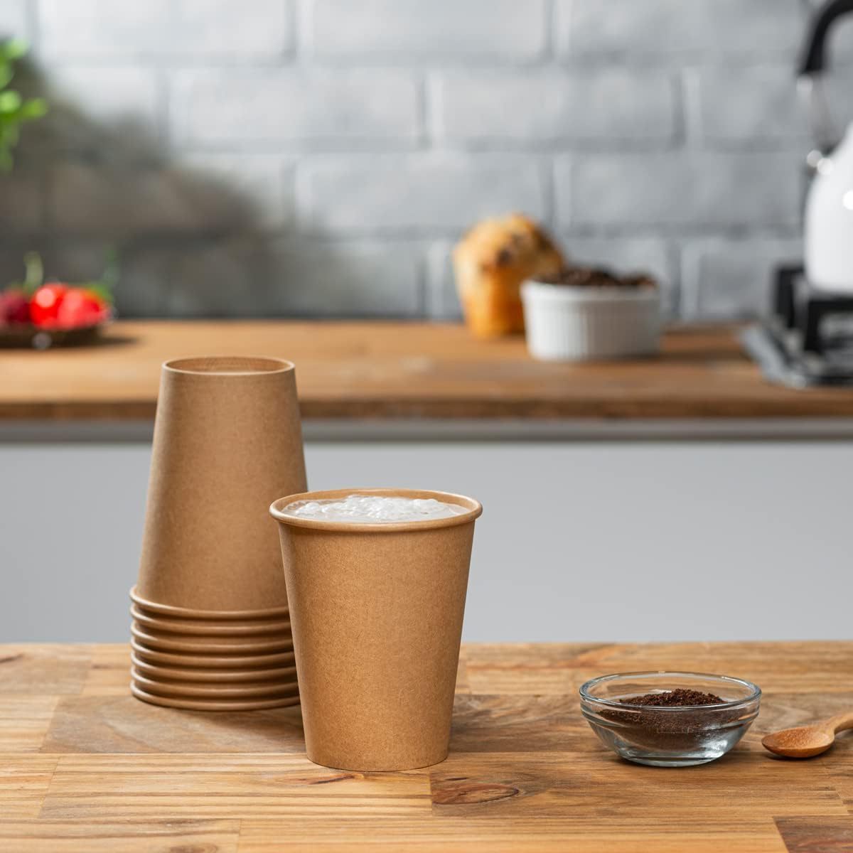 100% Biodegradable Unbleached Coffee Tea Cold Hot Drinks Takeaway Disposable Kraft Paper Cup