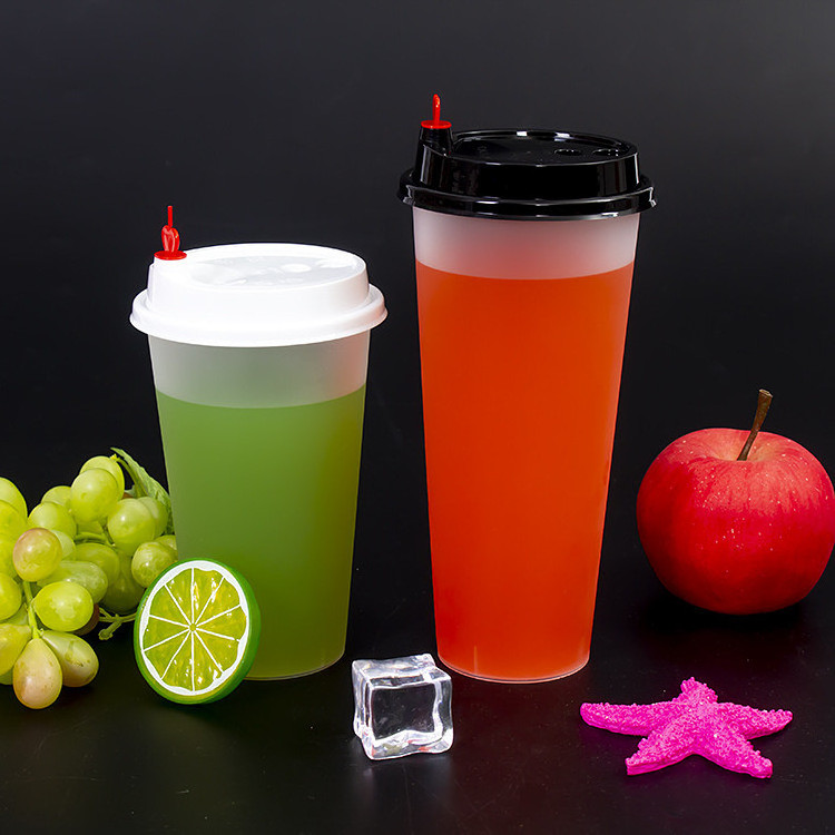 High quality wholesale disposable custom logo printed plastic lemonade cup with lid