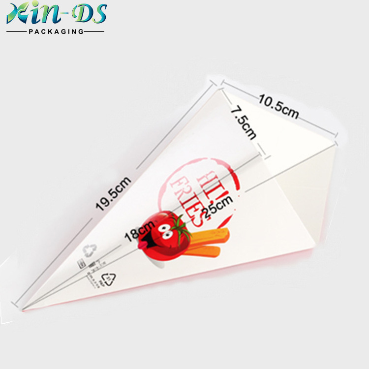 Paper cone holder for french fries crepe food packaging