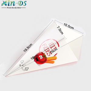 Paper cone holder for french fries crepe food packaging