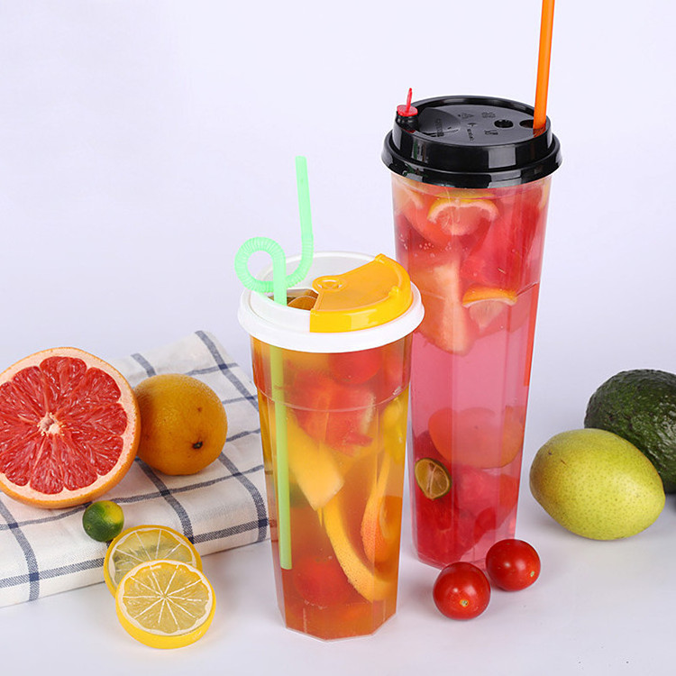 High quality wholesale disposable custom logo printed plastic lemonade cup with lid