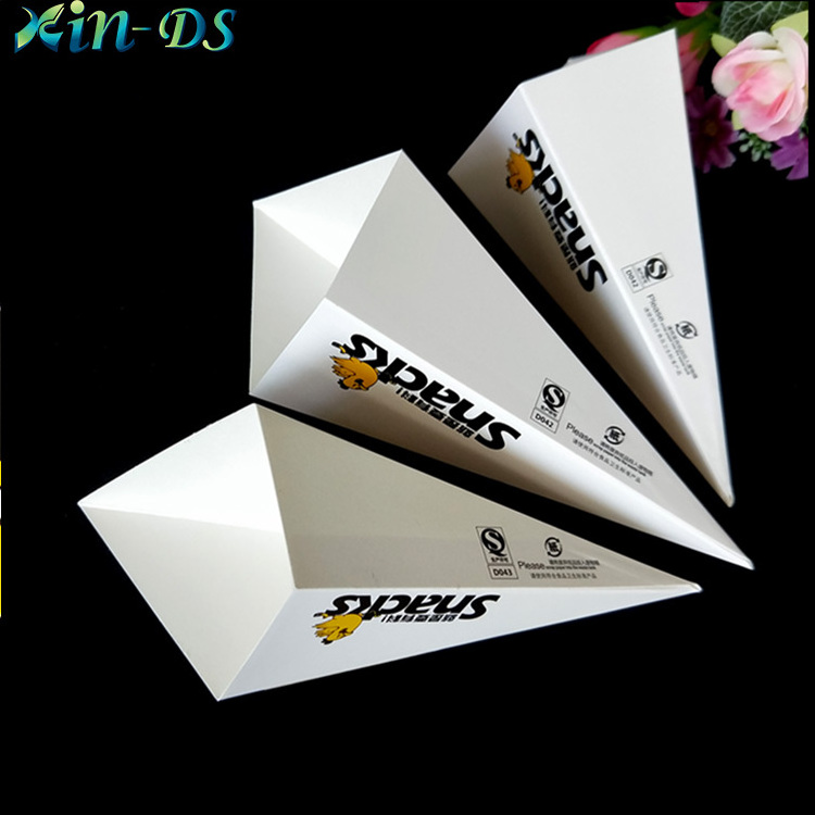 Paper cone holder for french fries crepe food packaging