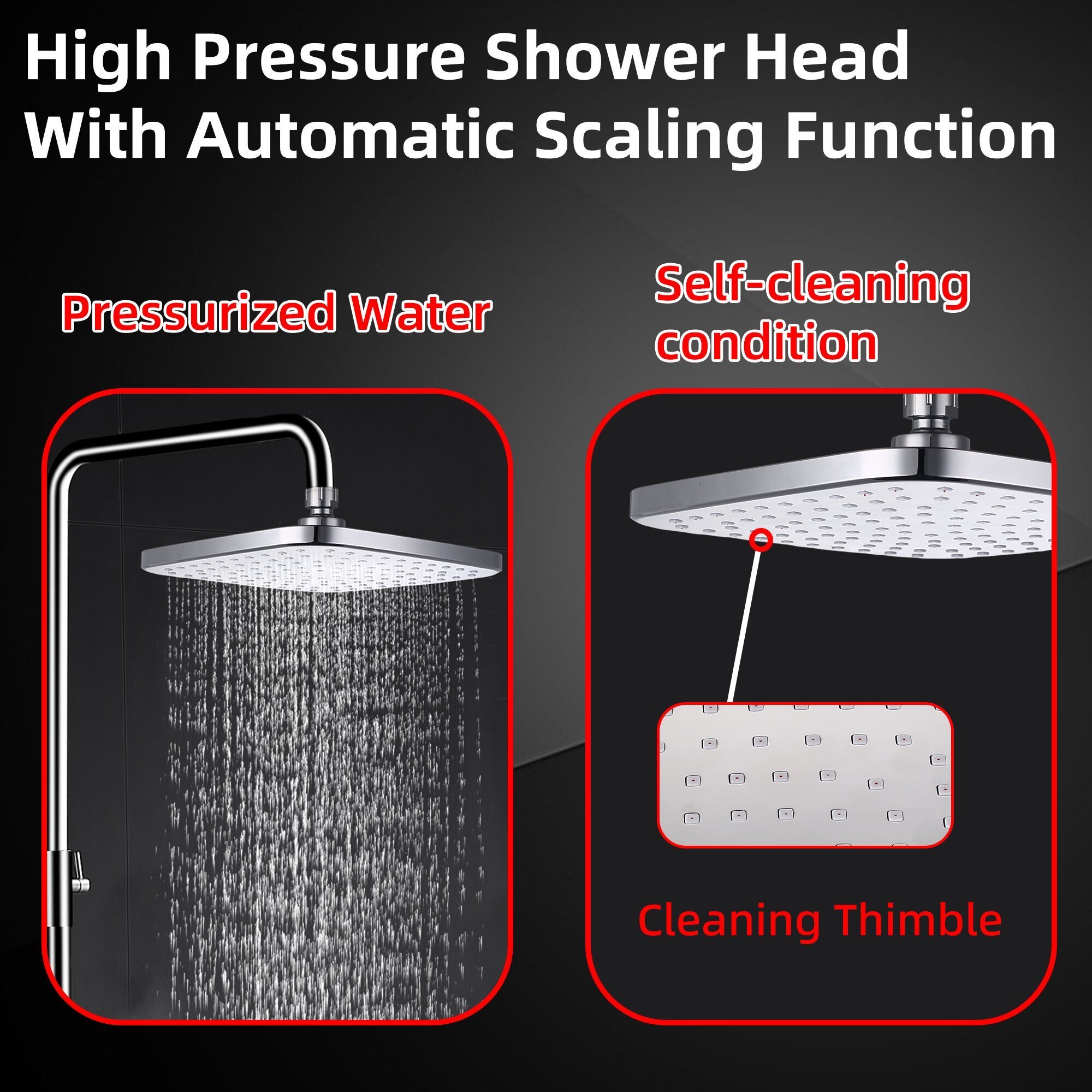 360 Degree Self-Cleanling Rainfall Shower Head And Handheld Shower Head With  High Pressure Water Saving Shower Set For Bathroom