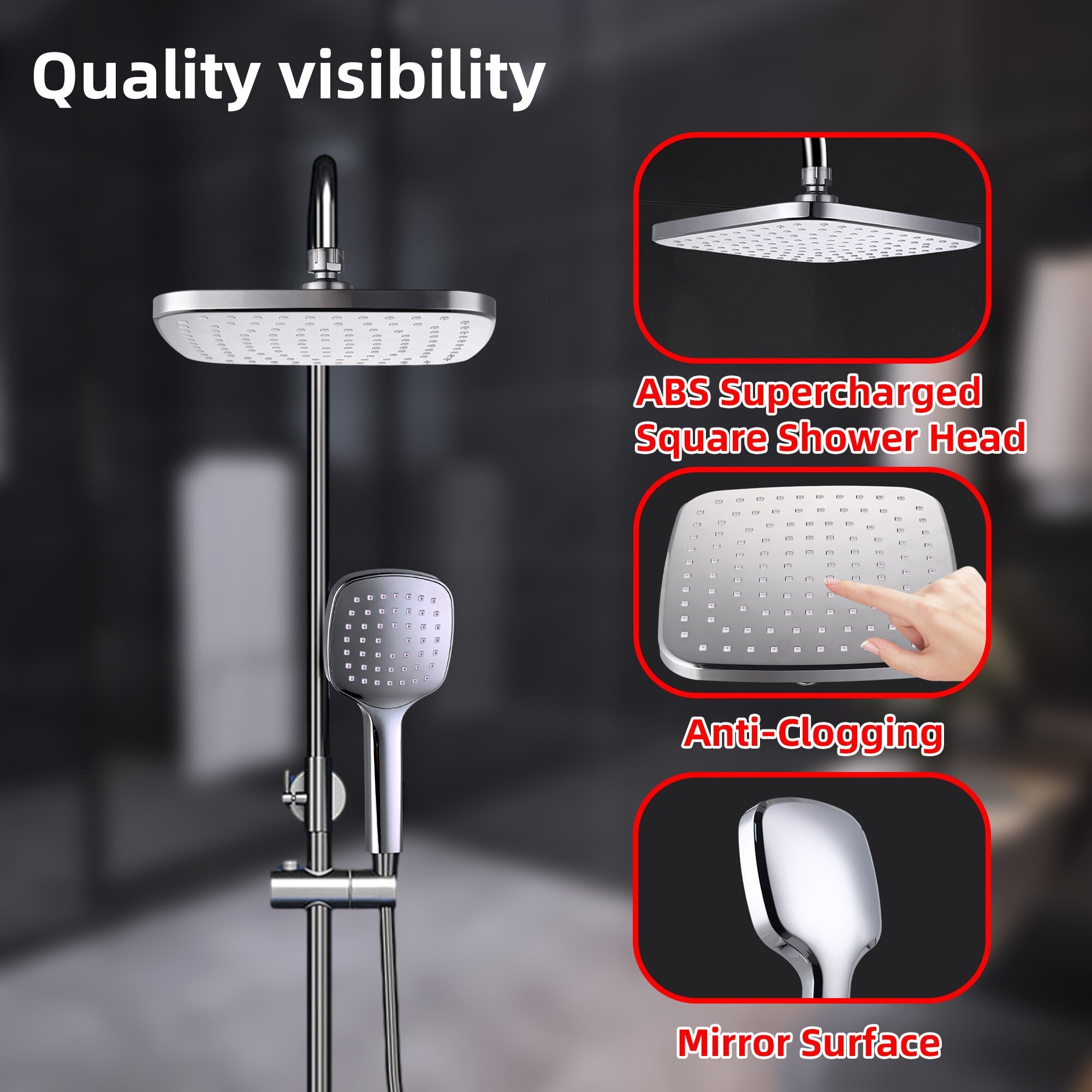 360 Degree Self-Cleanling Rainfall Shower Head And Handheld Shower Head With  High Pressure Water Saving Shower Set For Bathroom