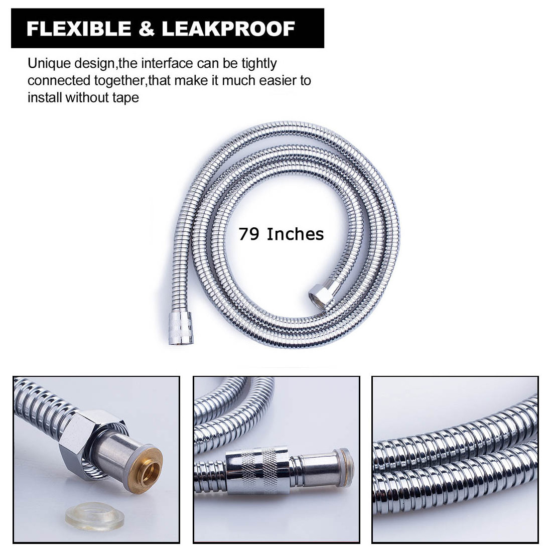 Stainless Steel EPDM Inner Tube 2M Extra Long Brass Double Lock Flexible Shower Hose