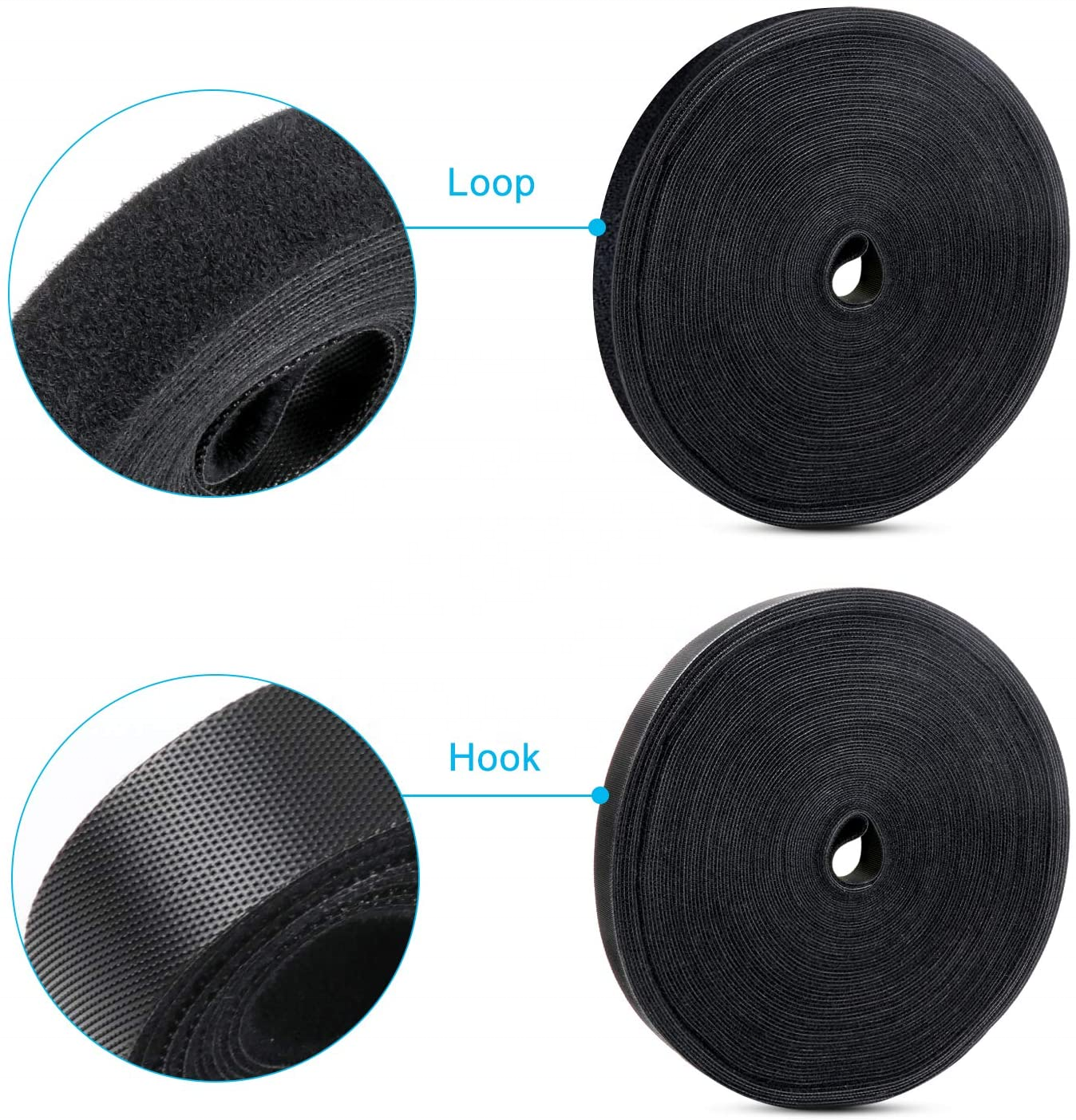 100% Nylon Tape Strips Strap Fastener Cable Tie Self Logo Roll Fasteners Adhesive Hook And Loop