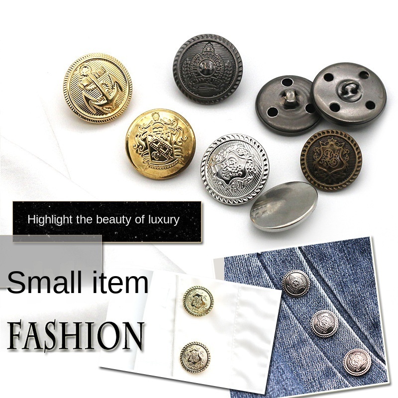 Custom Brass Zinc Alloy Embossed Suit Copper Blazer Coat Metal Gold Shank Buttons For Clothes